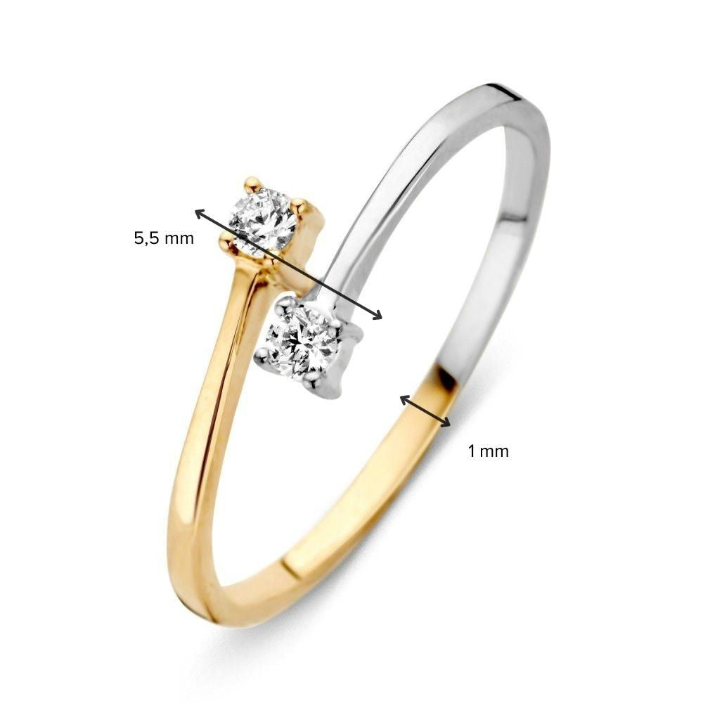 Bicolor-Goldring mit weißen Zirkonia 14 Karat 5.5mm