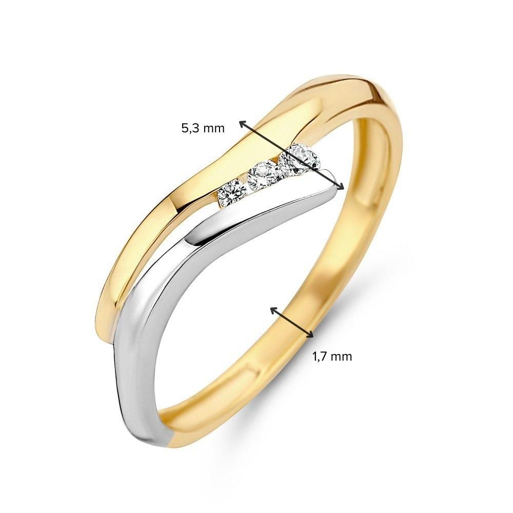 Bicolor Goldring mit weißen Zirkonia 14 Karat 5.3mm