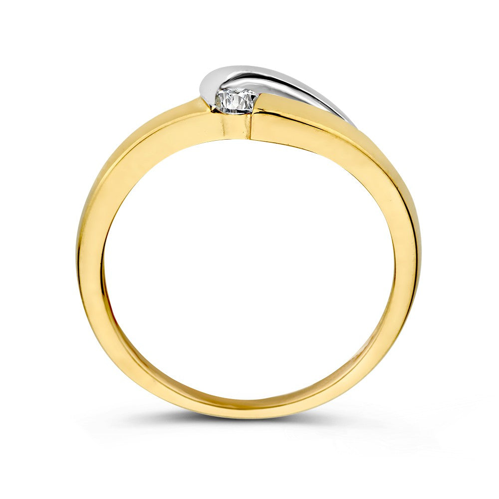 icolor 14 Karat Gelb- und Weißgoldring mit Zirkonia, 6.5 mm, Damenring
