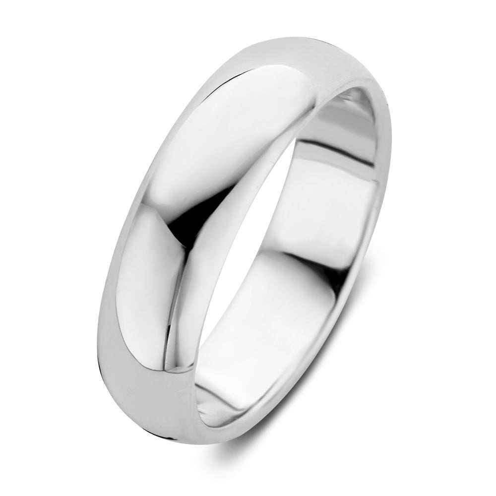 Ring aus 6 mm Weißgold mit glatter, polierter Oberfläche