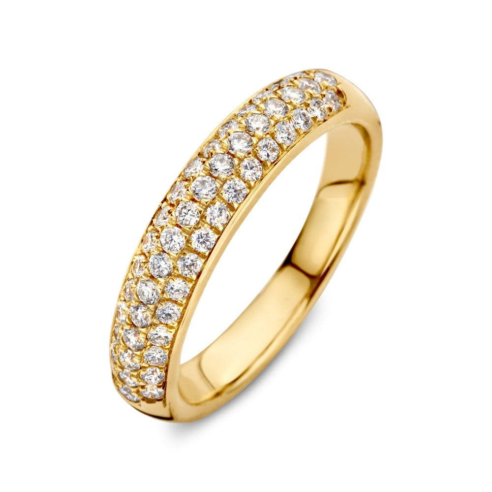 Ring aus Gelbgold mit 0,52 Karat Diamanten, funkelnde Steinbesetzung entlang des Rings
