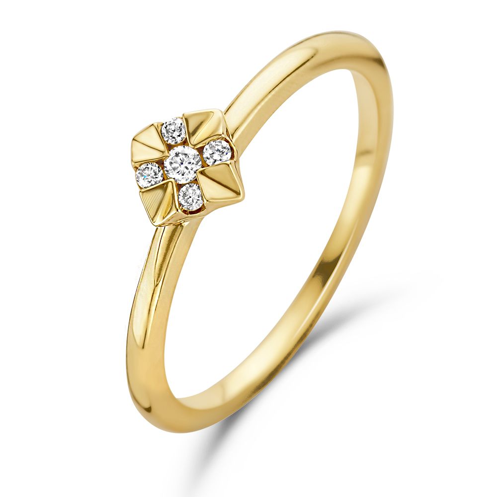 Ring aus Gelbgold mit fünf kleinen Brillanten in Kreuzform
