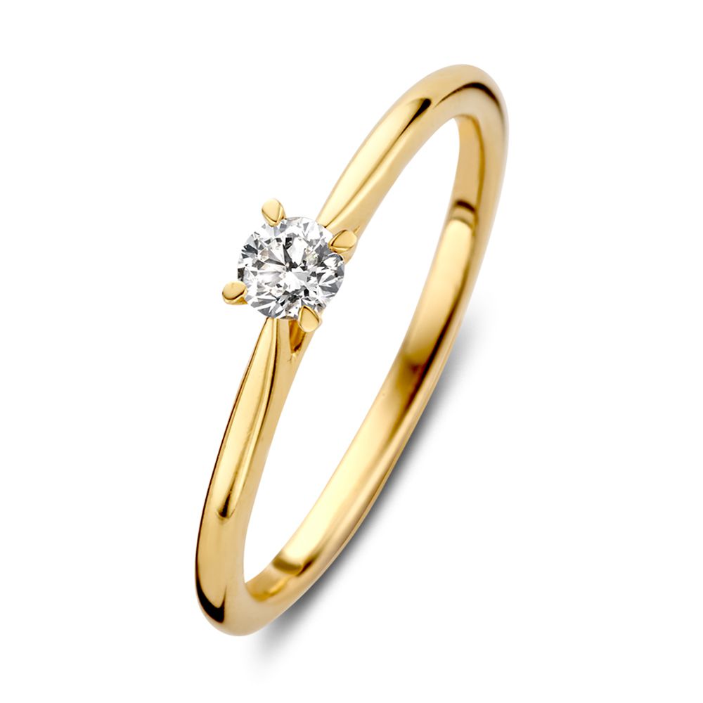 Gelbgoldene Solitär-Ring mit 0,17 ct Brillant-Diamant und schlichter, eleganter Form
