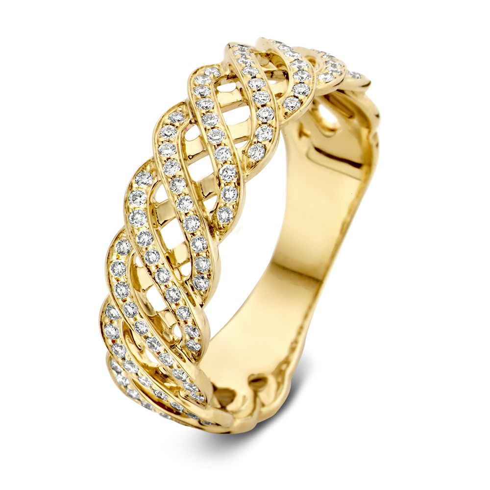 Geelgouden Ring met Briljant Diamant van 0,35 ct – 14 Karaat, H/SI-1 Kwaliteit, Verfijnde Damesring