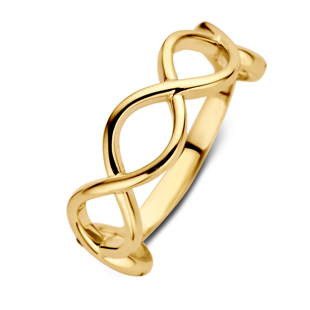 Damenring aus 14 Karat Gelbgold mit zeitlosem, geschwungenem Design