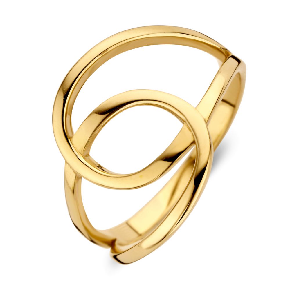 Damenring aus 14 Karat Gelbgold mit modernem, geschwungenem Design