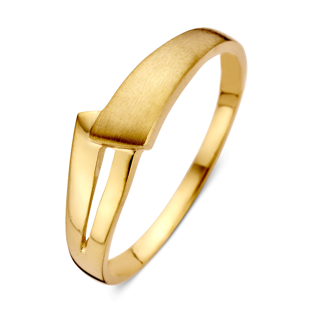 Eleganter Ring aus 14 Karat Gelbgold mit schlichtem Design und mattem Finish
