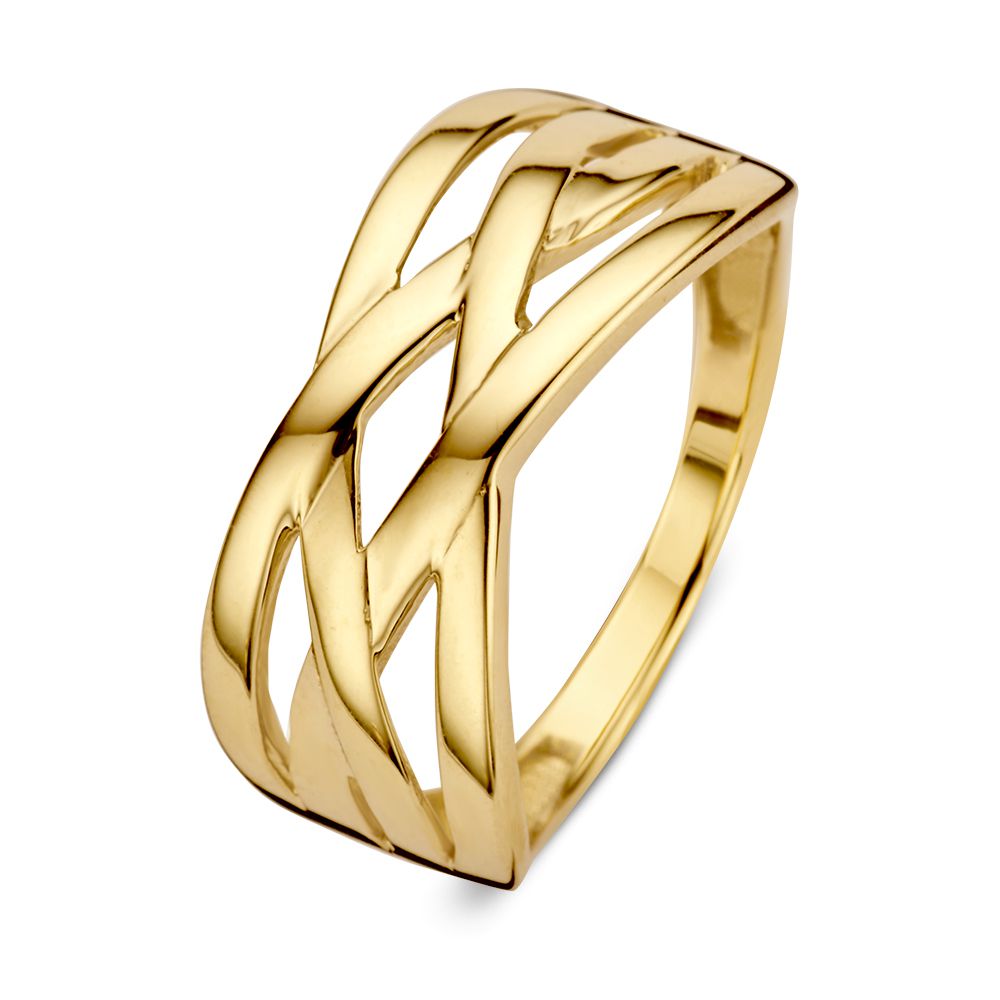Damenring aus 14 Karat Gelbgold mit elegantem, geflochtenem Design