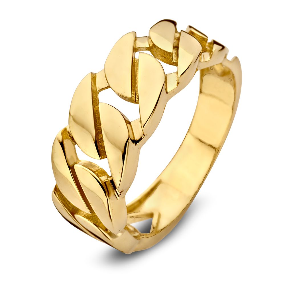 Geelgouden Ring met Gourmetschakel | 14 Karaat Goud | Van der Kooij