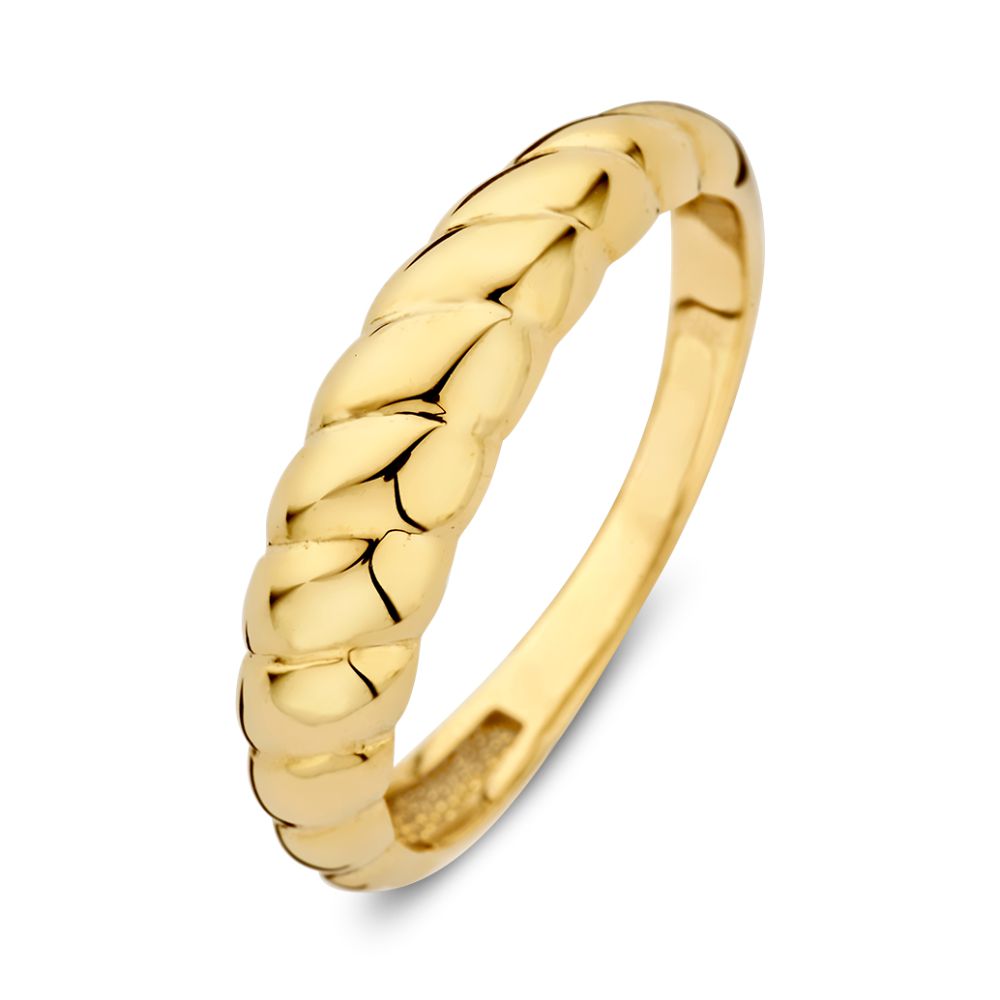 Gelbgoldene Croissant-Ring aus 14 Karat Gold mit geflochtenem Design