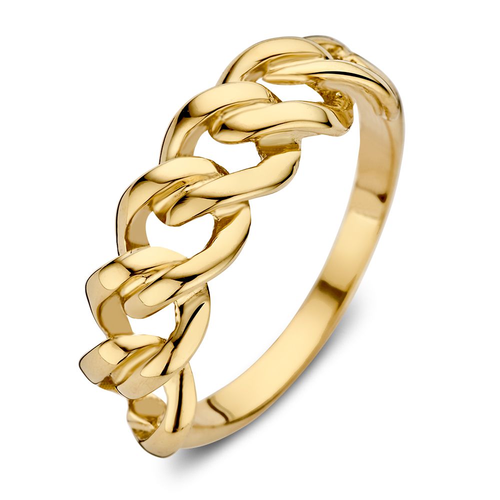 Gelbgoldene Schakelring mit runder Gourmet-Schalung aus 14 Karat Gold