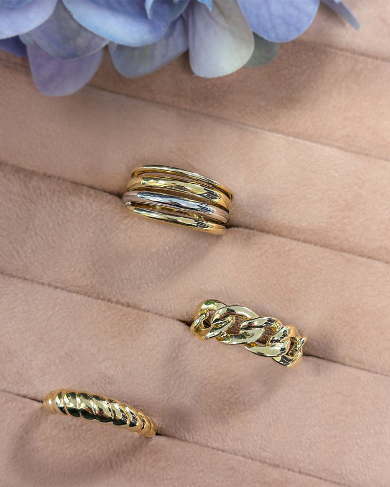 Gelbgold-Gliederring mit auffälligen Gourmet-Gliedern – Zeitloser Luxus