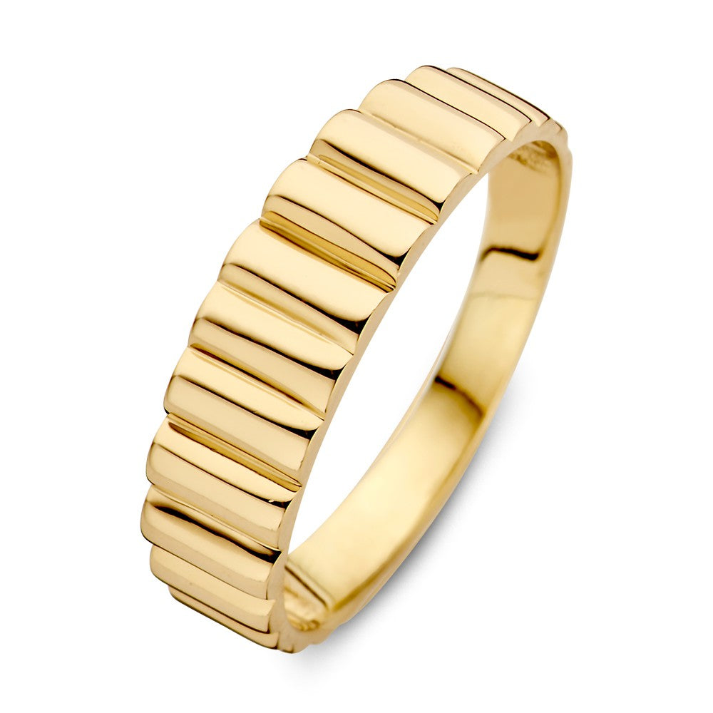 Ring aus 14kt Gelbgold mit schmalem, geripptem Muster, 5,2 mm breit