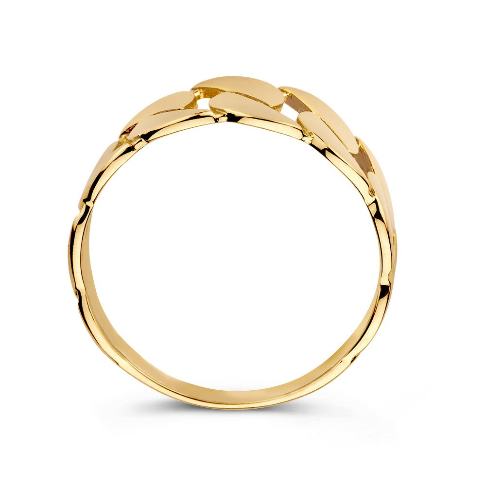 Breiter Flachpanzerring in 14 Karat Gelbgold – 9.4 mm breit, 2.2 Gramm