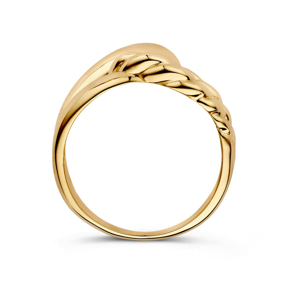 Gelbgoldring mit gedrehtem Knoten – 14 Karat Gold, 12 mm breit, 3,4 Gramm