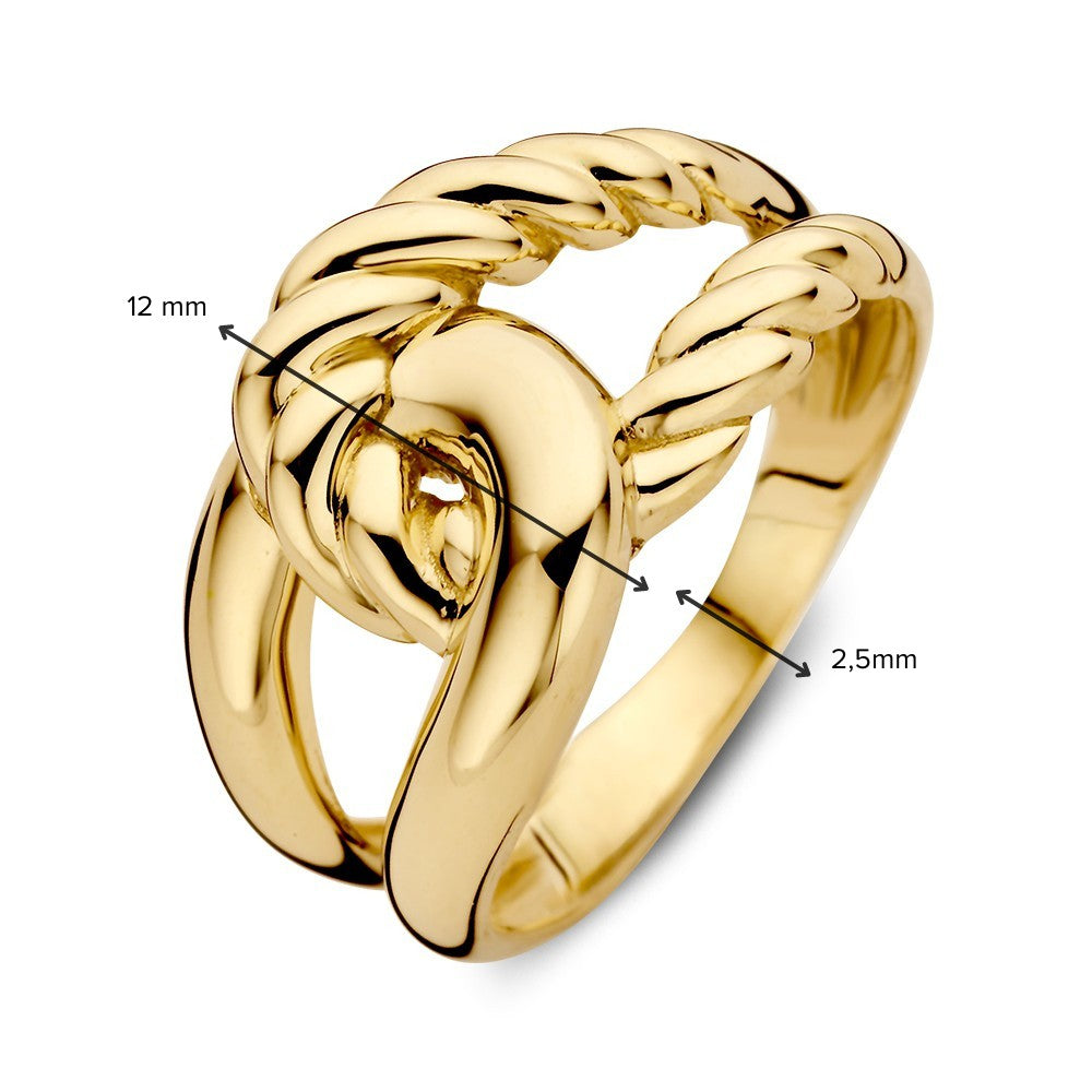 Gelbgoldring mit gedrehtem Knoten – 14 Karat Gold, 12 mm breit, 3,4 Gramm