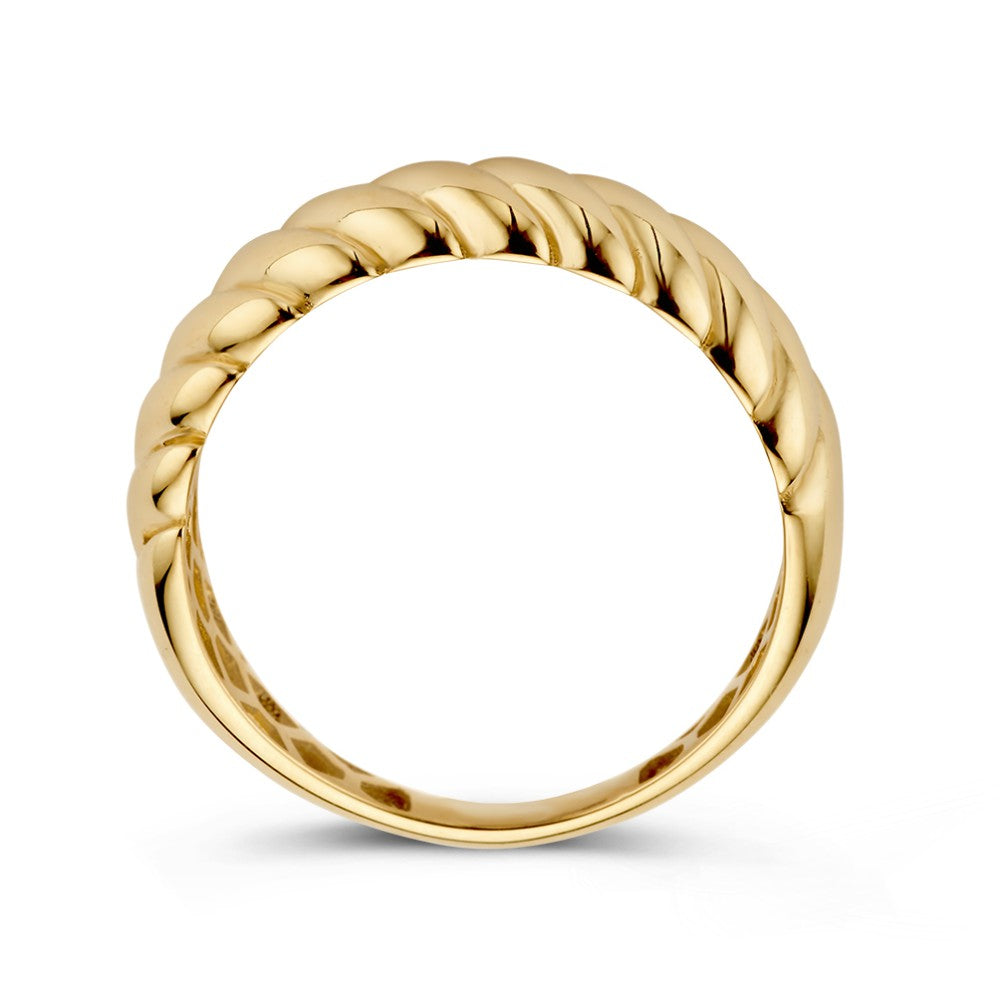 Breiter Gelbgoldring mit gedrehtem Band – 14 Karat Gold, 6 mm breit, 2,1 Gramm