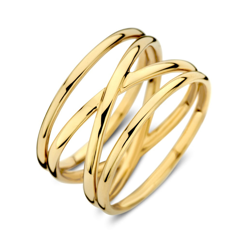 Ring aus 14-karätigem Gelbgold mit verschiedenen, geschwungenen Goldbändern