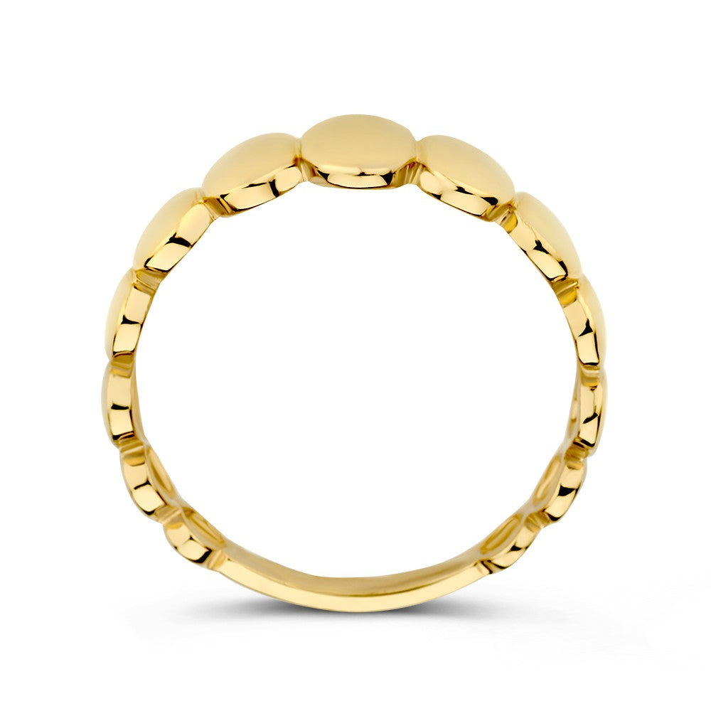 Gelbgoldring mit außergewöhnlichem Design aus ovalen Kugeln – 14 Karat Luxus für Damen