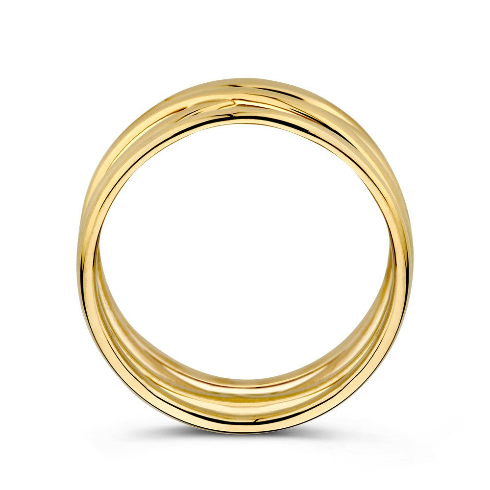 Gelbgoldring mit verschiedenen Goldbändern – 14 Karat Luxus für Damen