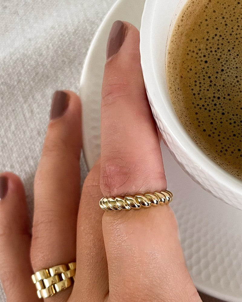 Gelbgoldring mit Rolex-Gliedern – 14 Karat Gold | Van der Kooij