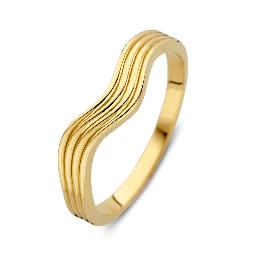 Gouden Ring met Golvende Band – 14kt Geelgoud, 5.5 mm Breed, 2.4 Gram