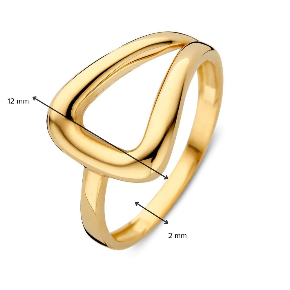 Gelbgoldring mit asymmetrischem Design – 14 Karat Gold, 12 mm breit, 1,7 Gramm
