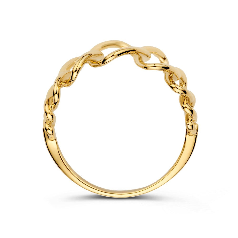 Verspielter Gelbgoldring mit offenem Design – 14kt Gelbgold, 12 mm breit, 2.7 Gramm
