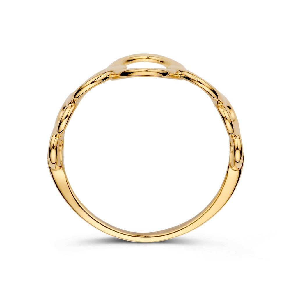 Verspielter Gelbgoldring mit offenem Design – 14kt Gelbgold, 14 mm breit, 2,6 Gramm