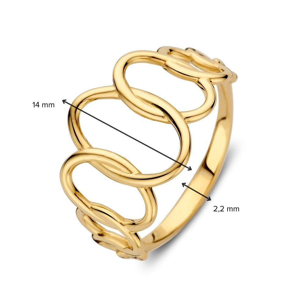 Verspielter Gelbgoldring mit offenem Design – 14kt Gelbgold, 14 mm breit, 2,6 Gramm