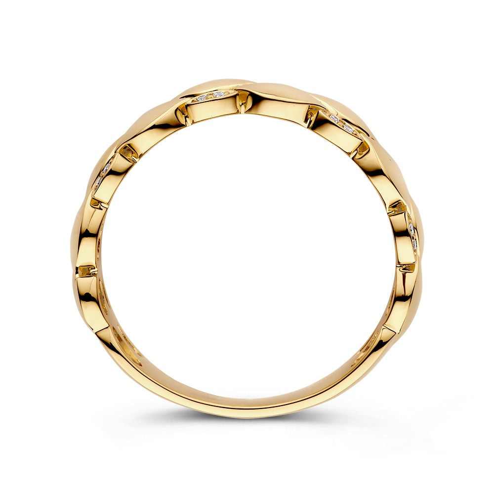 Raffinierter Gelbgoldring mit 0,04 Karat Diamantakzent
