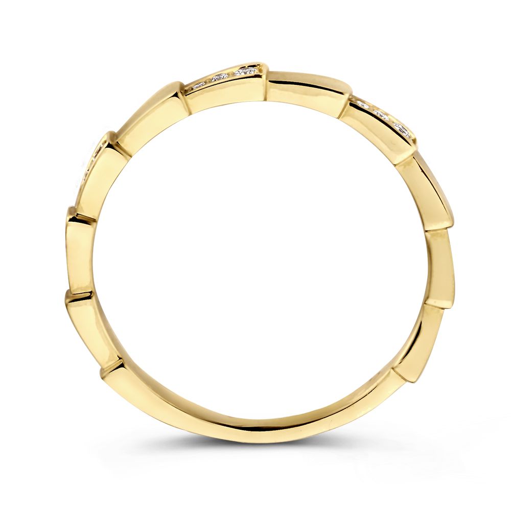 Schmaler gelbgoldener Ring mit Diamant, Teil eines Sets 0.07 crt.