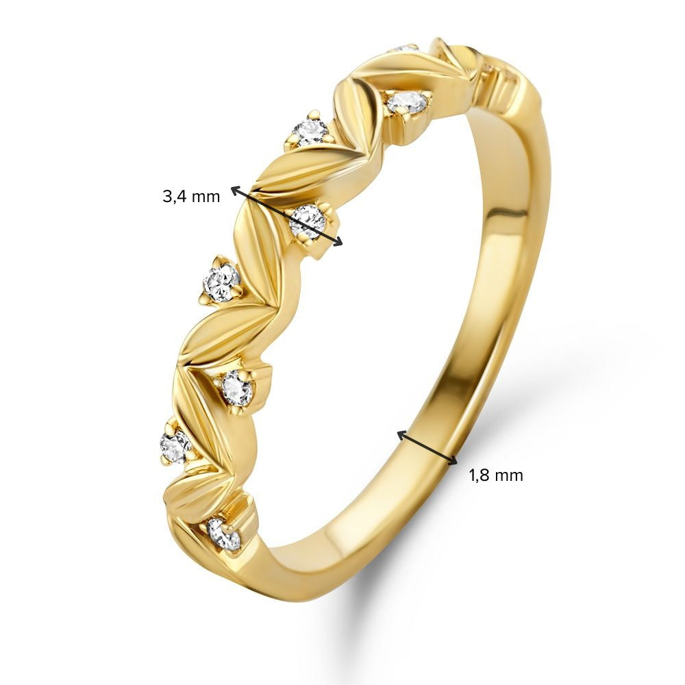Eleganter Gelbgoldring mit Diamant, Zeitloses Funkeln 0.08 ct.