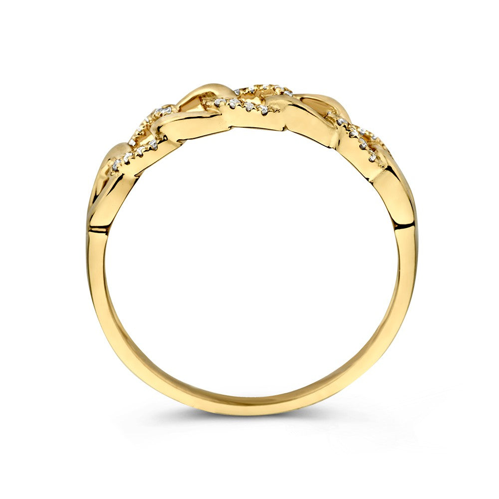 Gelbgoldener Gliederring mit Diamant – 14 Karat Luxus für Damen