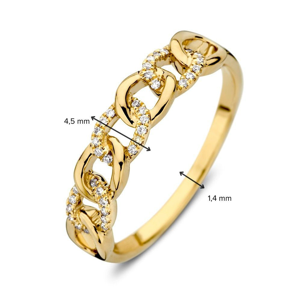 Gelbgoldener Gliederring mit Diamant – 14 Karat Luxus für Damen