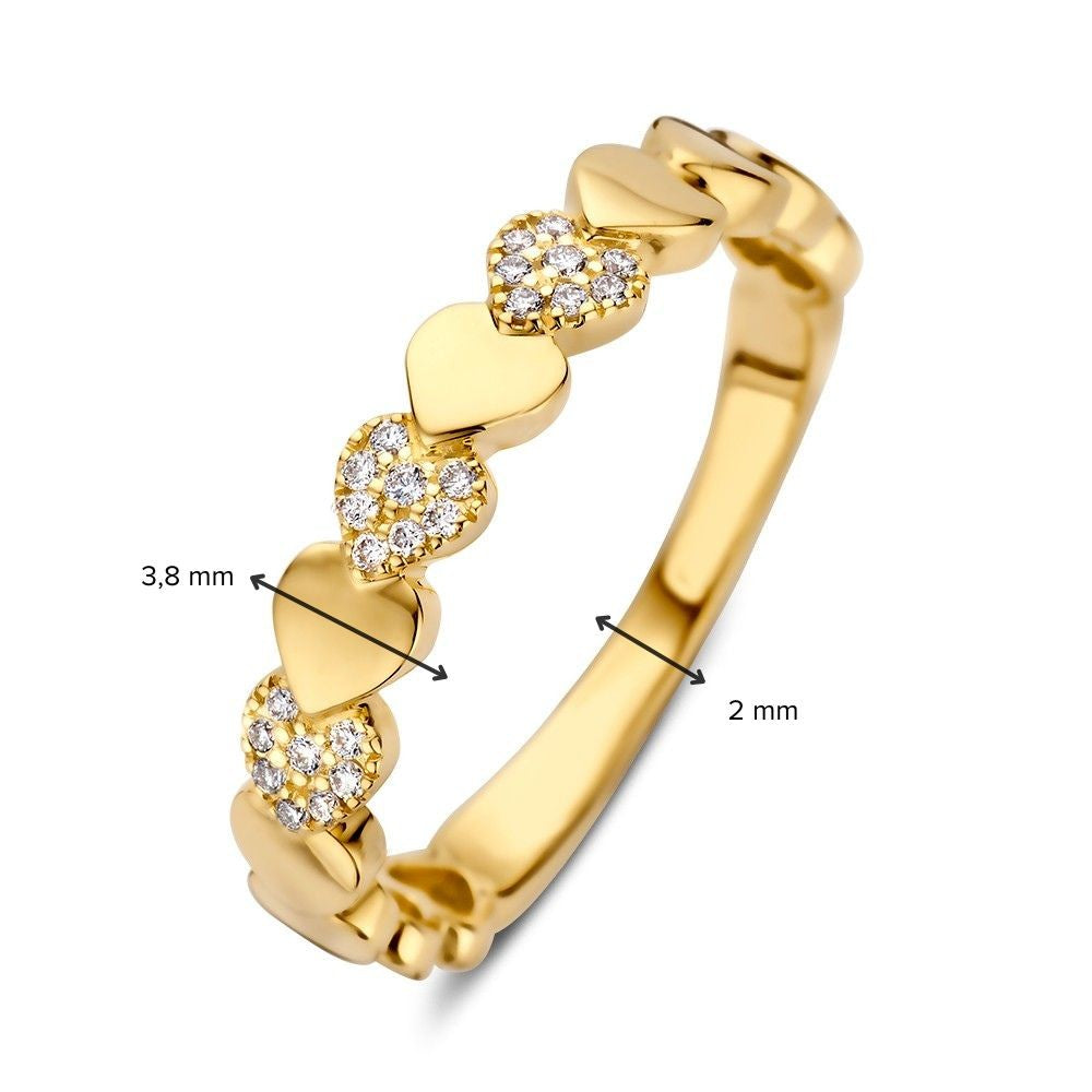 Geelgouden Ring met Diamanten – Subtiele Elegantie0.09 crt.