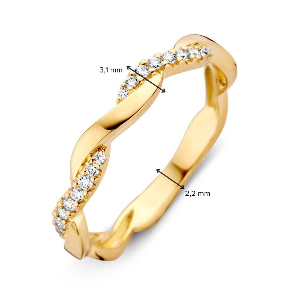 Eleganter Gelbgoldring mit Brillant-Diamant 0.14 ct.