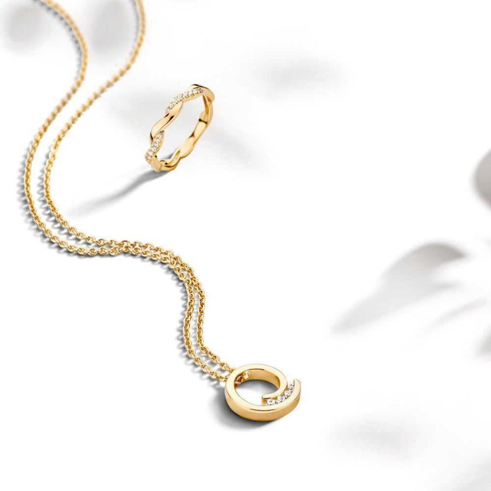 Eleganter Gelbgoldring mit Brillant-Diamant 0.14 ct.