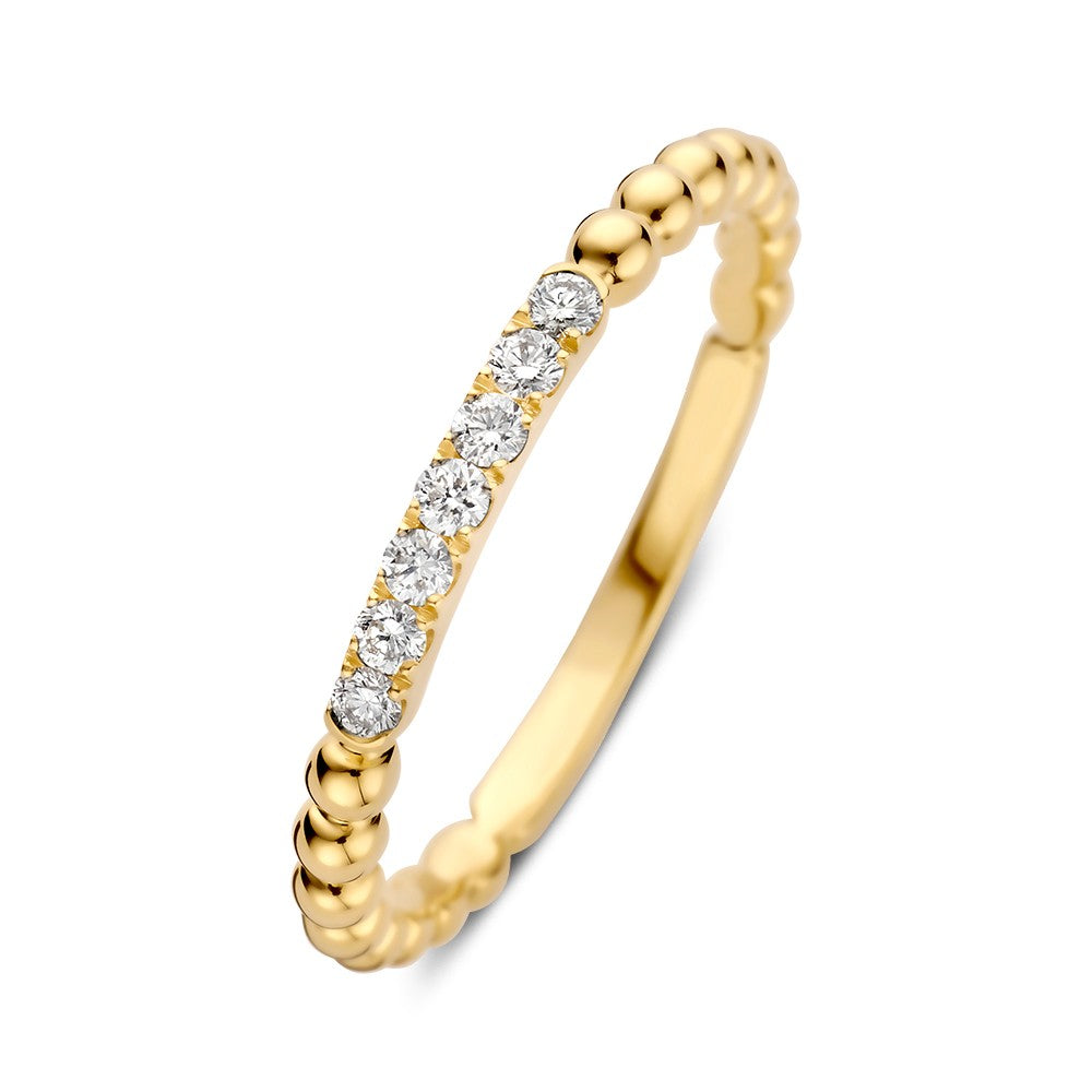 Feine gelbgoldene Ring mit fünf Brillanten von 0,14 ct in einer zarten Anordnung