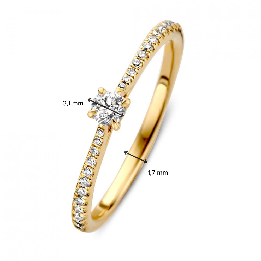 Raffinierter Gelbgoldring mit funkelnden Diamanten 0,22 ct.