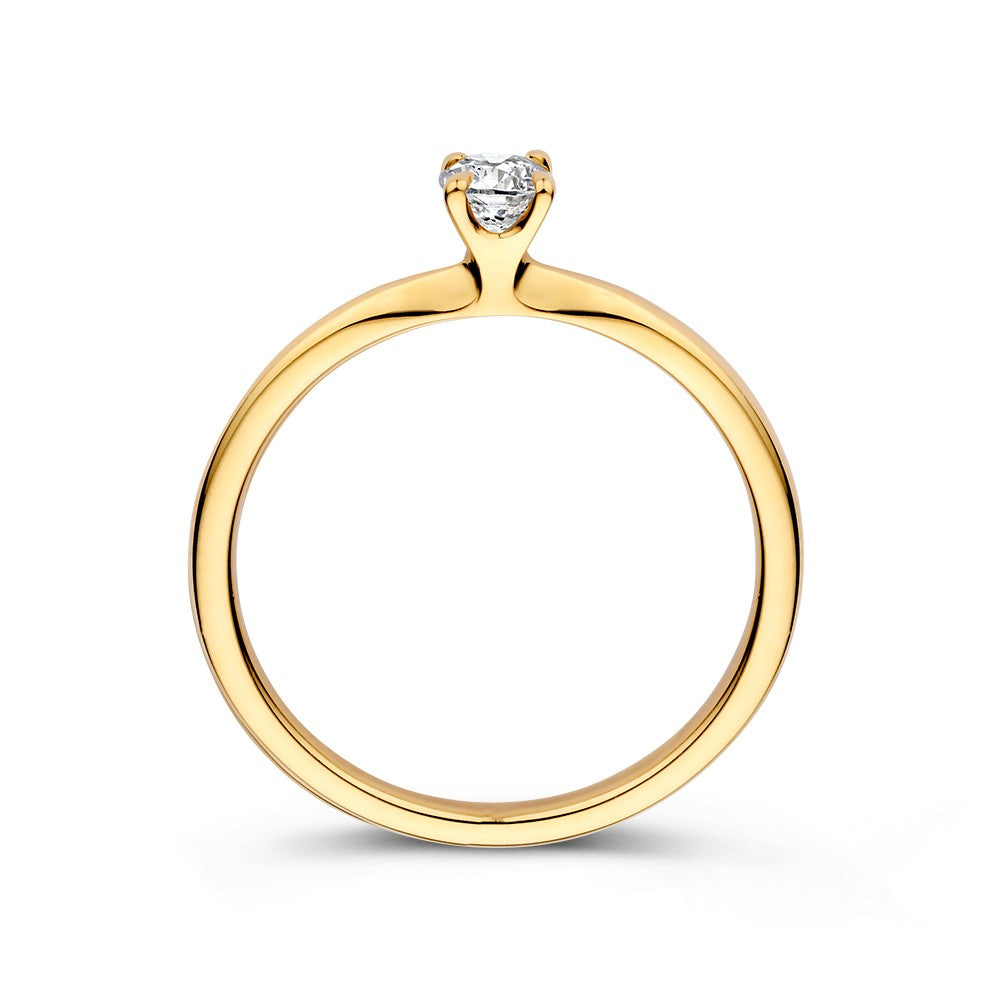 Eleganter goldener Solitärring mit 0,25 ct Brillant – Raffiniertes Design für Damen