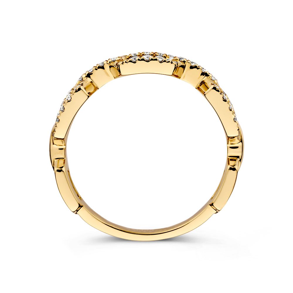 Eleganter Gelbgold Schakelring mit Brillanten Diamanten - Zeitloser Luxus 0.27 ct.
