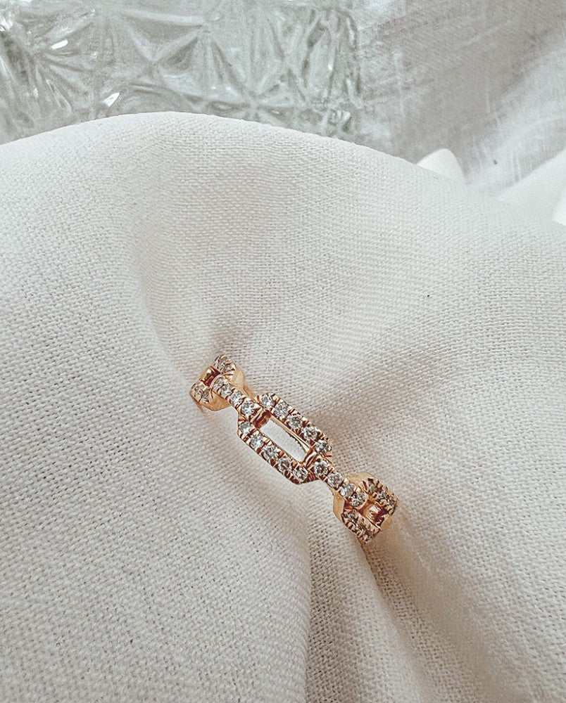 Eleganter Gelbgold Schakelring mit Brillanten Diamanten - Zeitloser Luxus 0.27 ct.