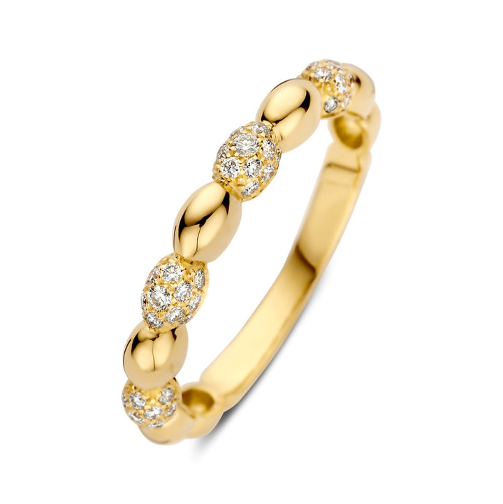 Verfijnde Geelgouden Ring met Briljant van 0,27 Karaat – Tijdloos Design in 14 Karaat Goud