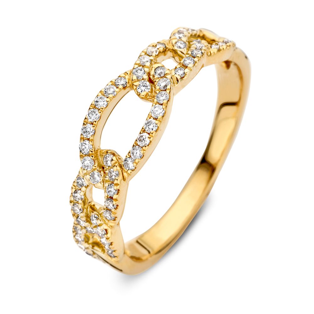 Eleganter Gelbgoldring mit funkelnden Diamanten, 14 Karat Gold und 0,28 Karat Diamant