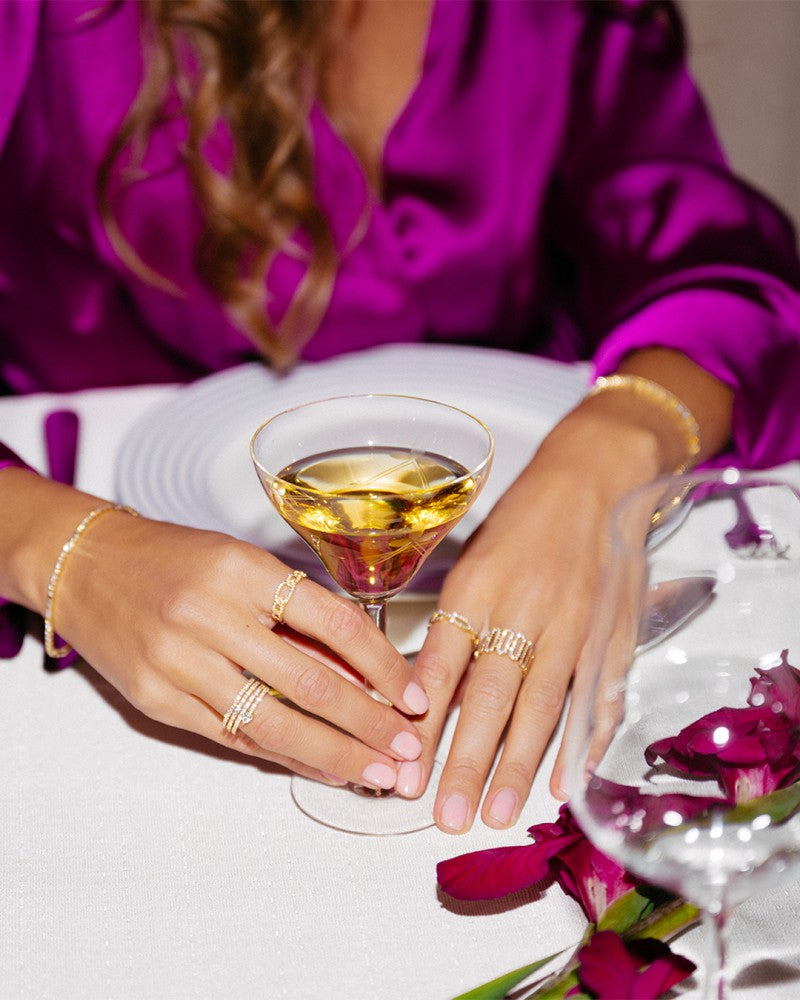 Eleganter Gelbgold-Schakelring mit funkelnden Diamanten – 14 Karat Gold und 0,28 Karat Diamant