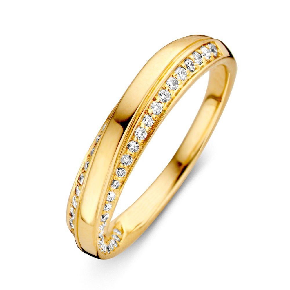 Eleganter Ring aus 14-karätigem Gelbgold mit 0,32 ct Brillanten in zwei Reihen