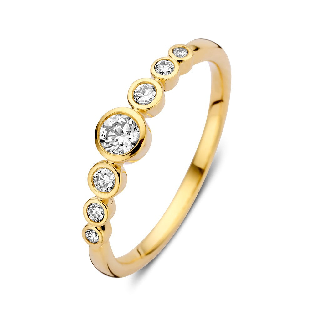 Goldring mit 0,32 ct Diamanten im 'Bubbles'-Design aus 14 Karat Gelbgold