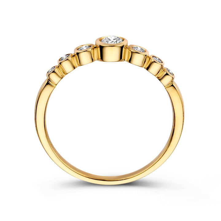 De Elegant Gold Ring van Excellent Jewelry heeft een uniek 'Bubbles' ontwerp met 0,32ct diamanten gezet in 14k geelgoud.