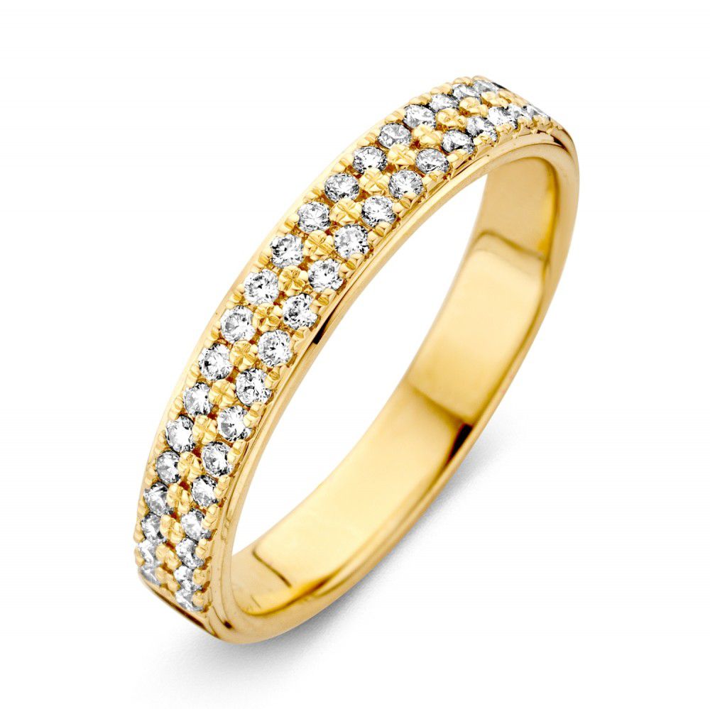 Damenring aus 14 Karat Gelbgold mit Pavé-Setzung und 0,33 Karat Diamanten